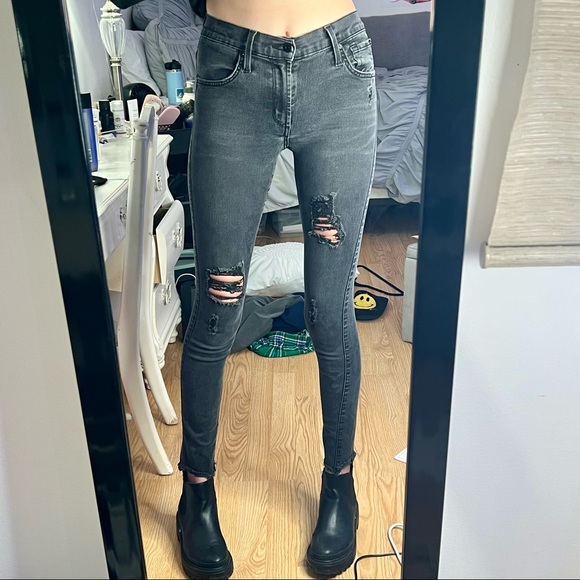 James Jeans Twiggy Black Distressed High Waisted Skinny Jeans - Picture 2 of 10